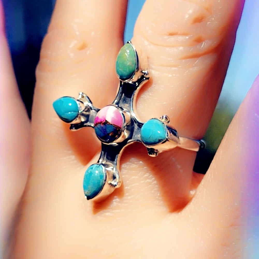 Cotton Candy Turquoise Sterling Gemstone Ring