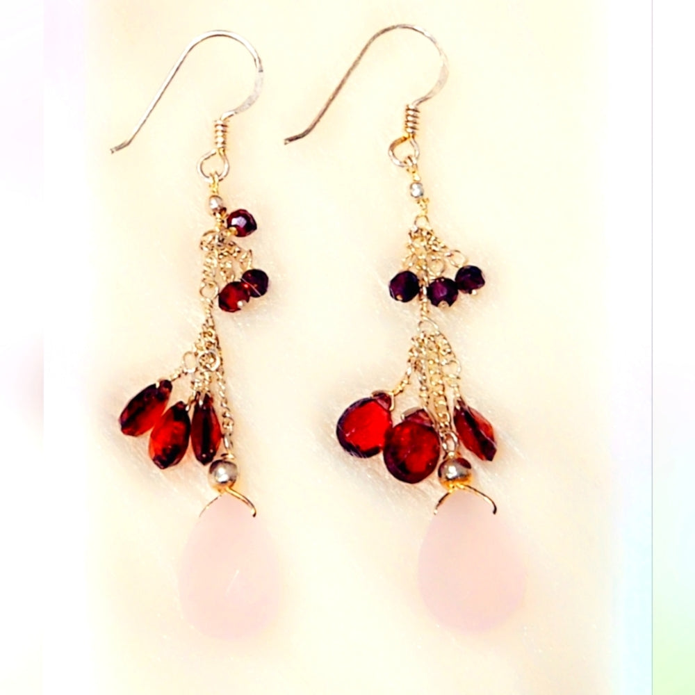 Sterling Silver Gemstone Dangle Earrings