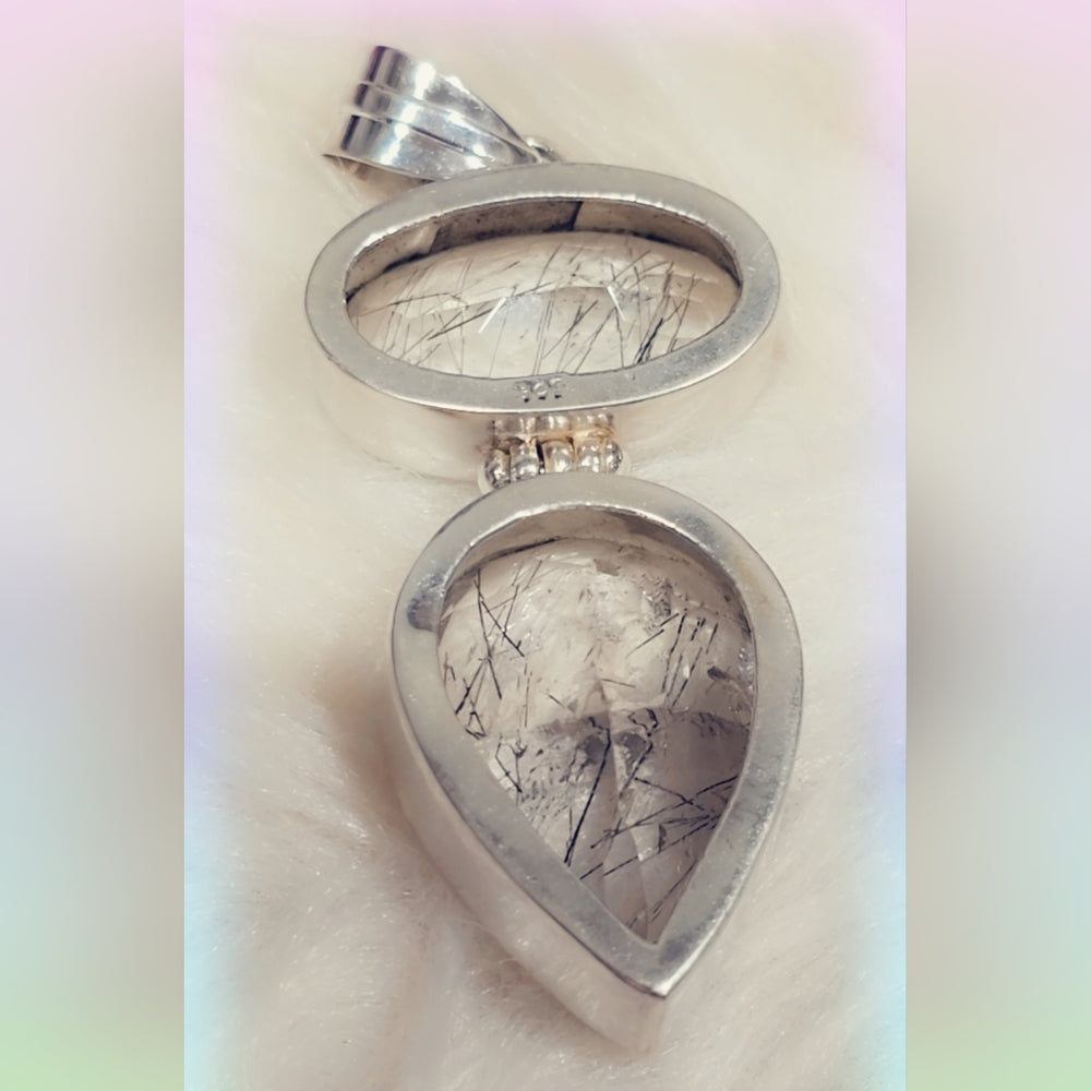 Faceted Rutilated Sterling Silver Pendant