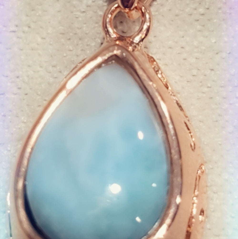 Rose Gold Plated Over Sterling Larimar Pendant