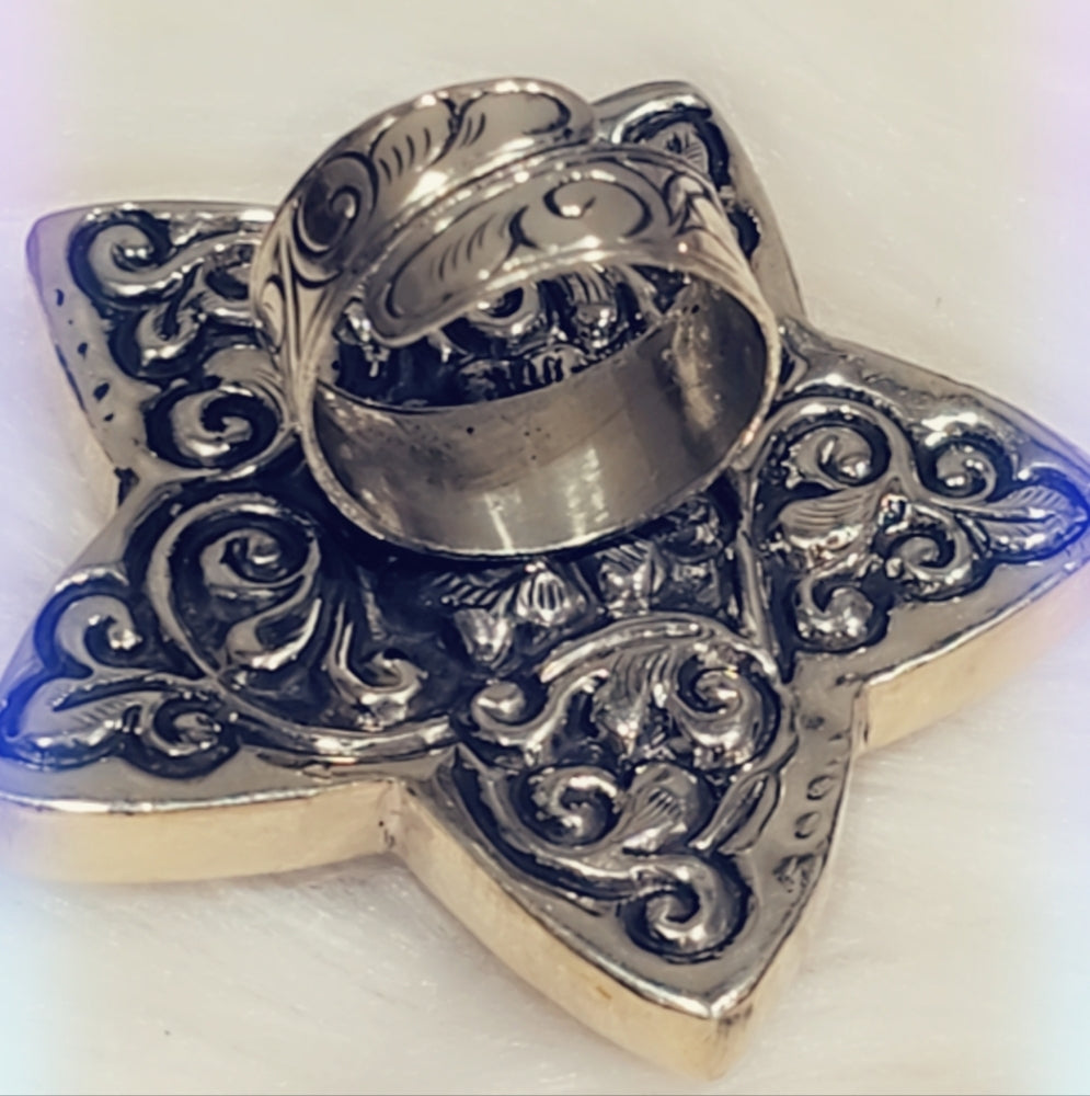Huge Star Turquoise Handcrafted Tibetan Ring