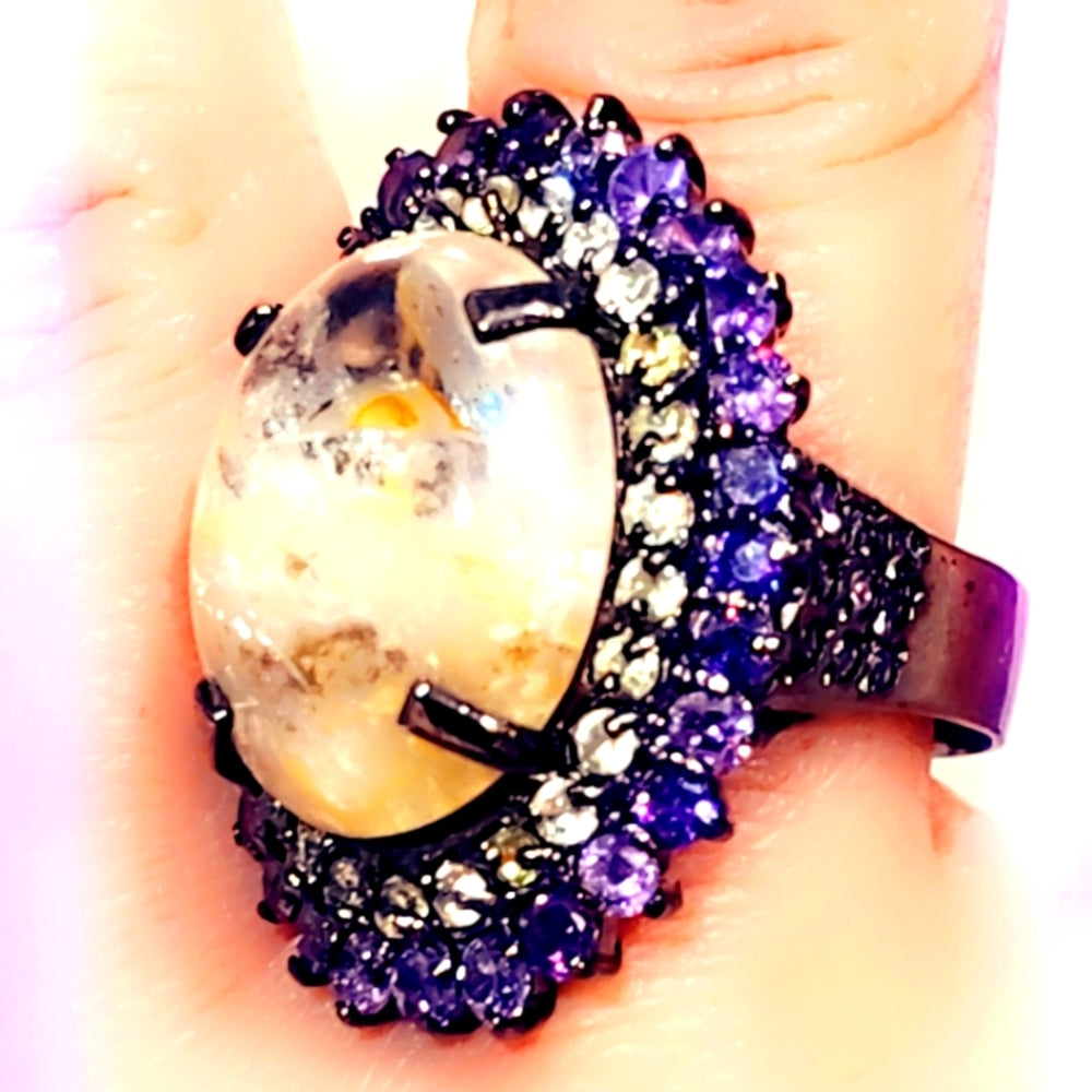 Garden Quartz Multi Gemstone Sterling Ring