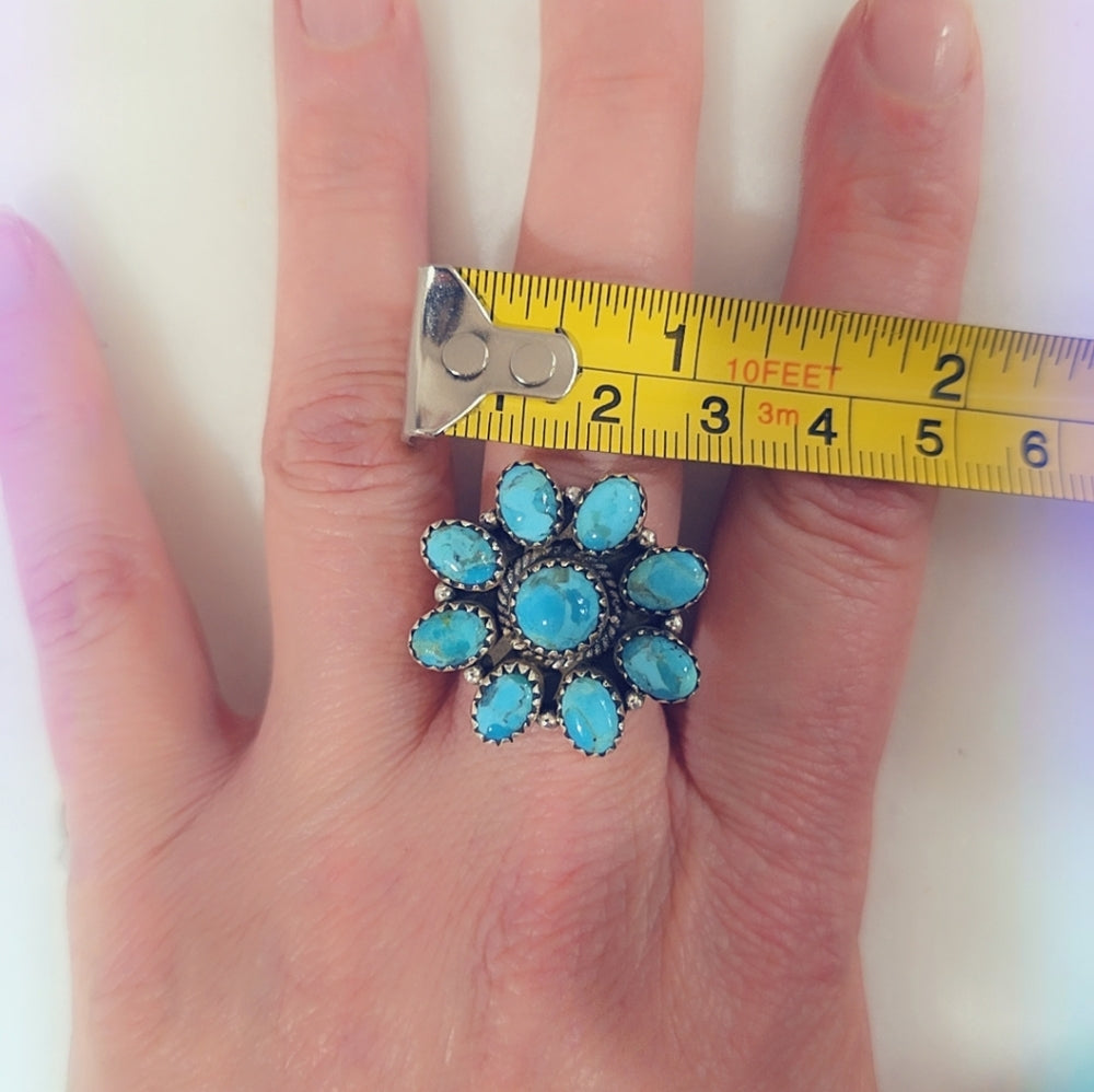 🌼 American Turquoise Adjustable Sterling Gemstone Ring
