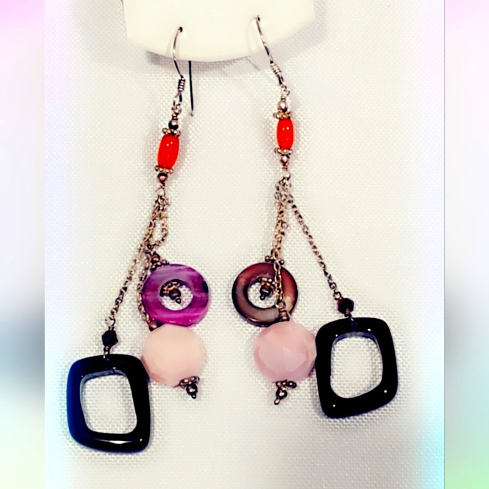 Sterling Silver Gemstone Dangle Earrings