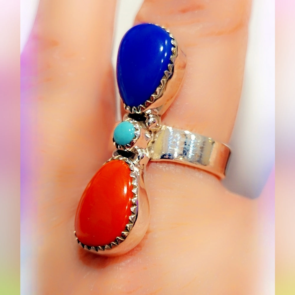 Rosarita (Gold Infused Glass) Sterling Gemstone Ring