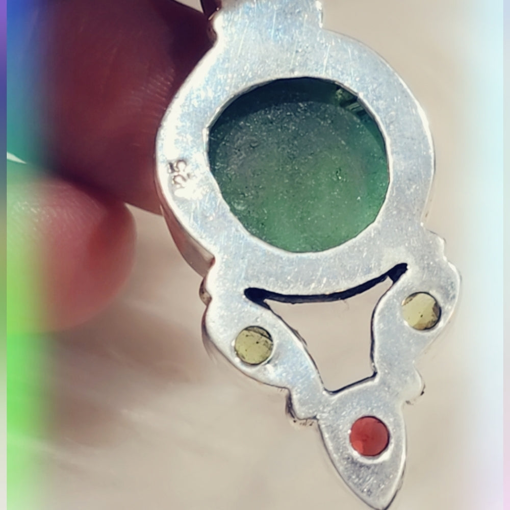 Dichroic Multi Stone Sterling Silver Pendant