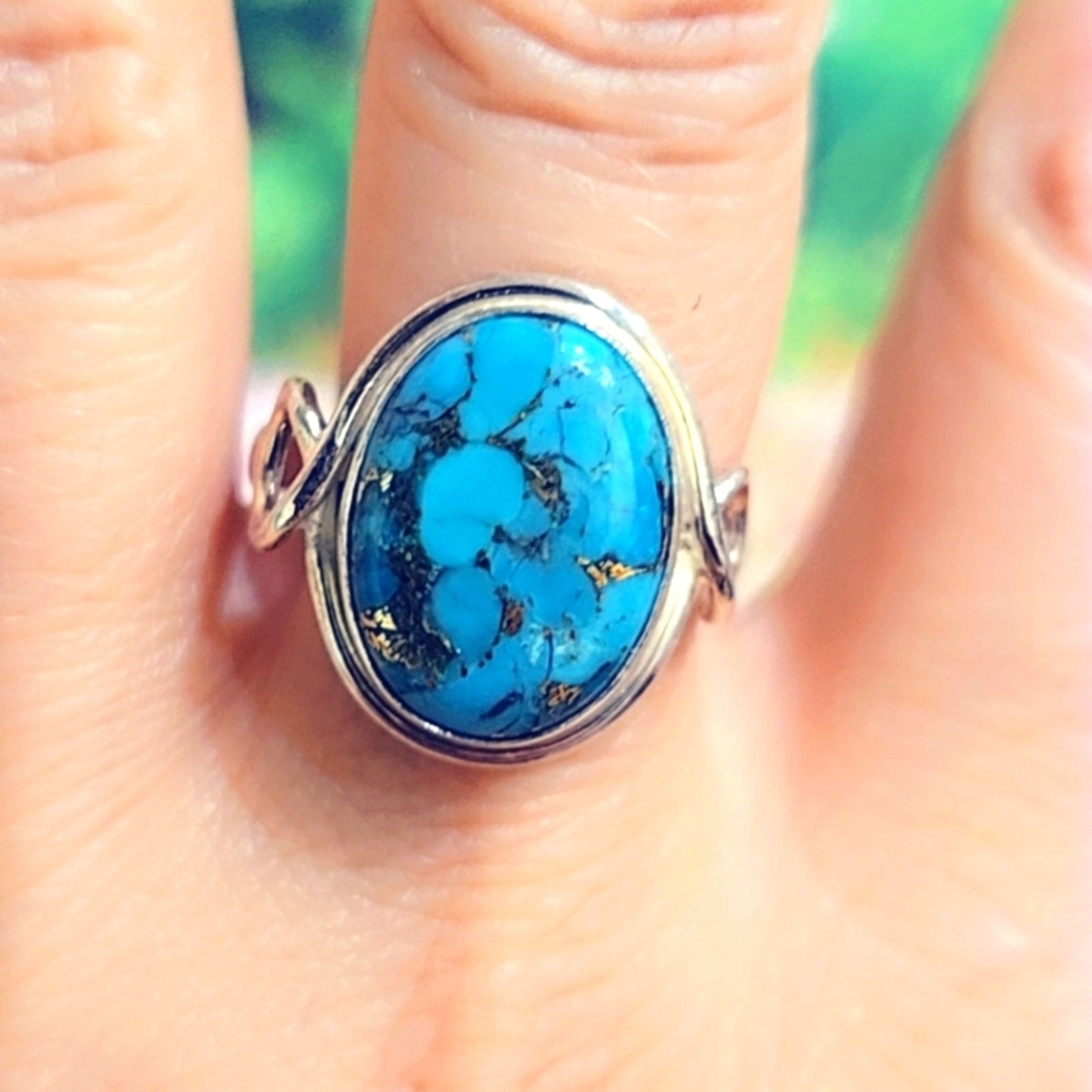 Copper Turquoise Sterling Silver Ring