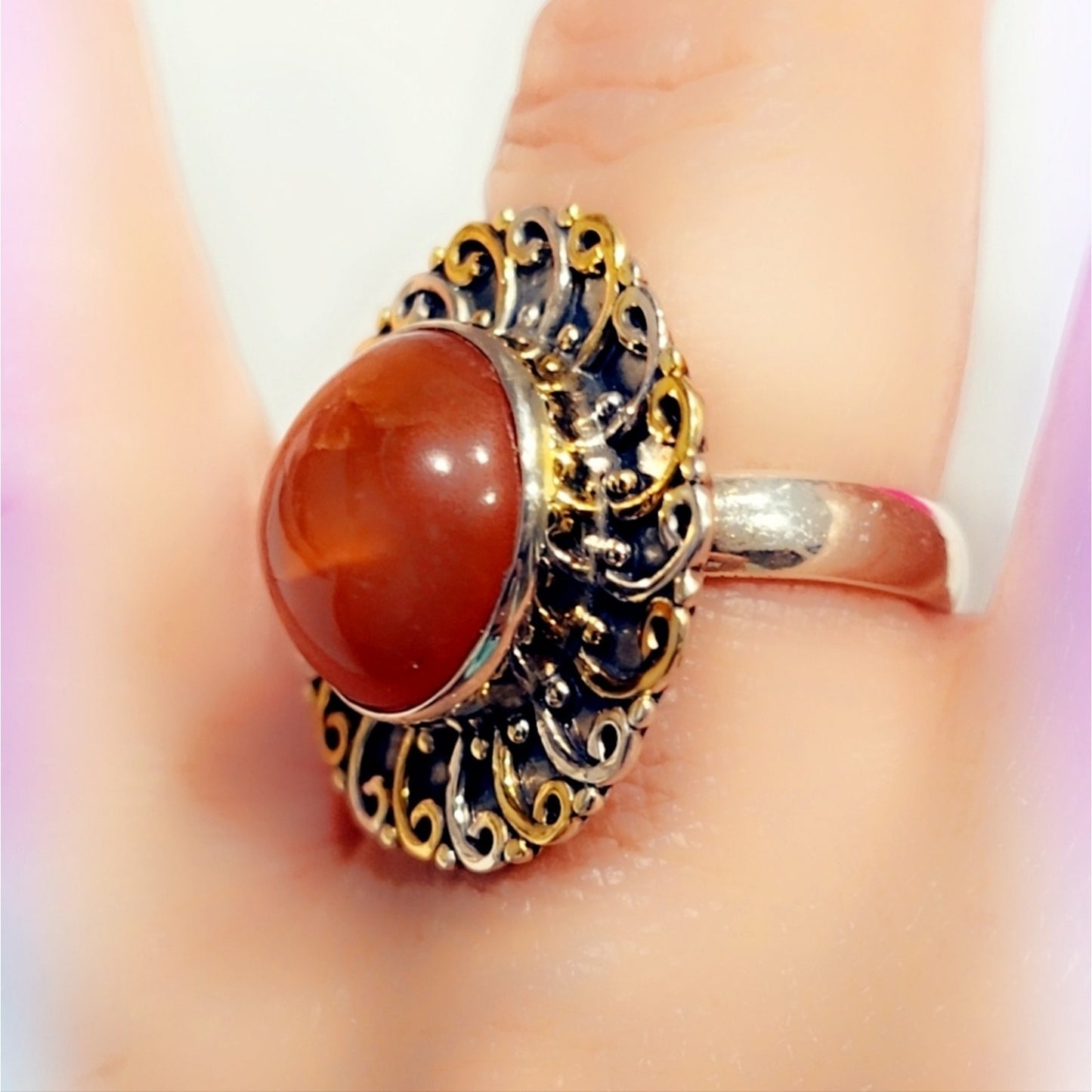 Carnelian Sterling Silver Gemstone Ring