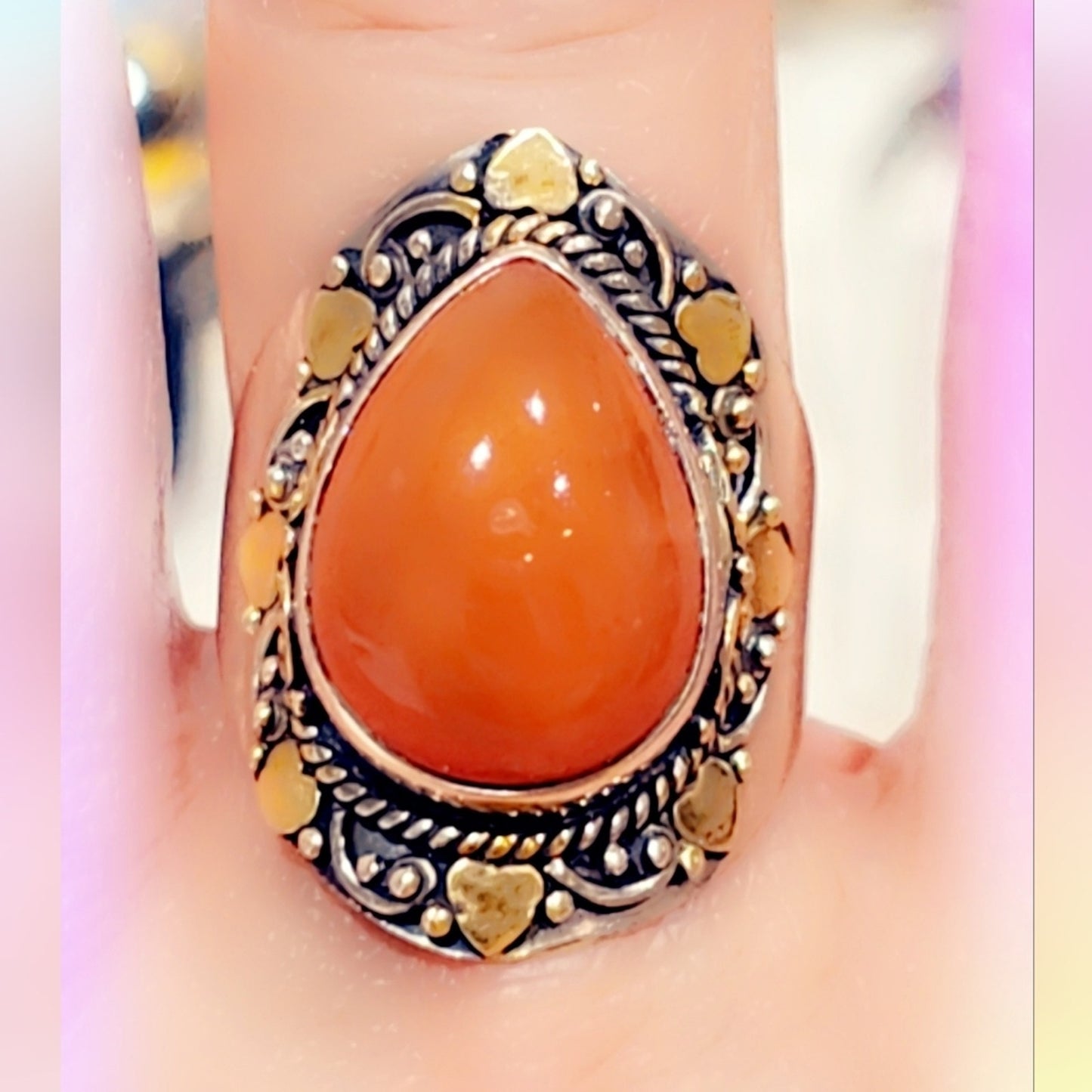 Custom Made Carnelian Solid Sterling Gemstone Ring