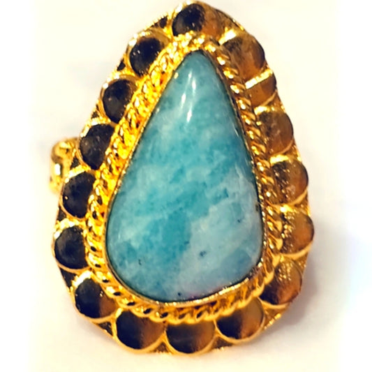 Gold Gemstone Ring Sz 5½ Amazon Jade