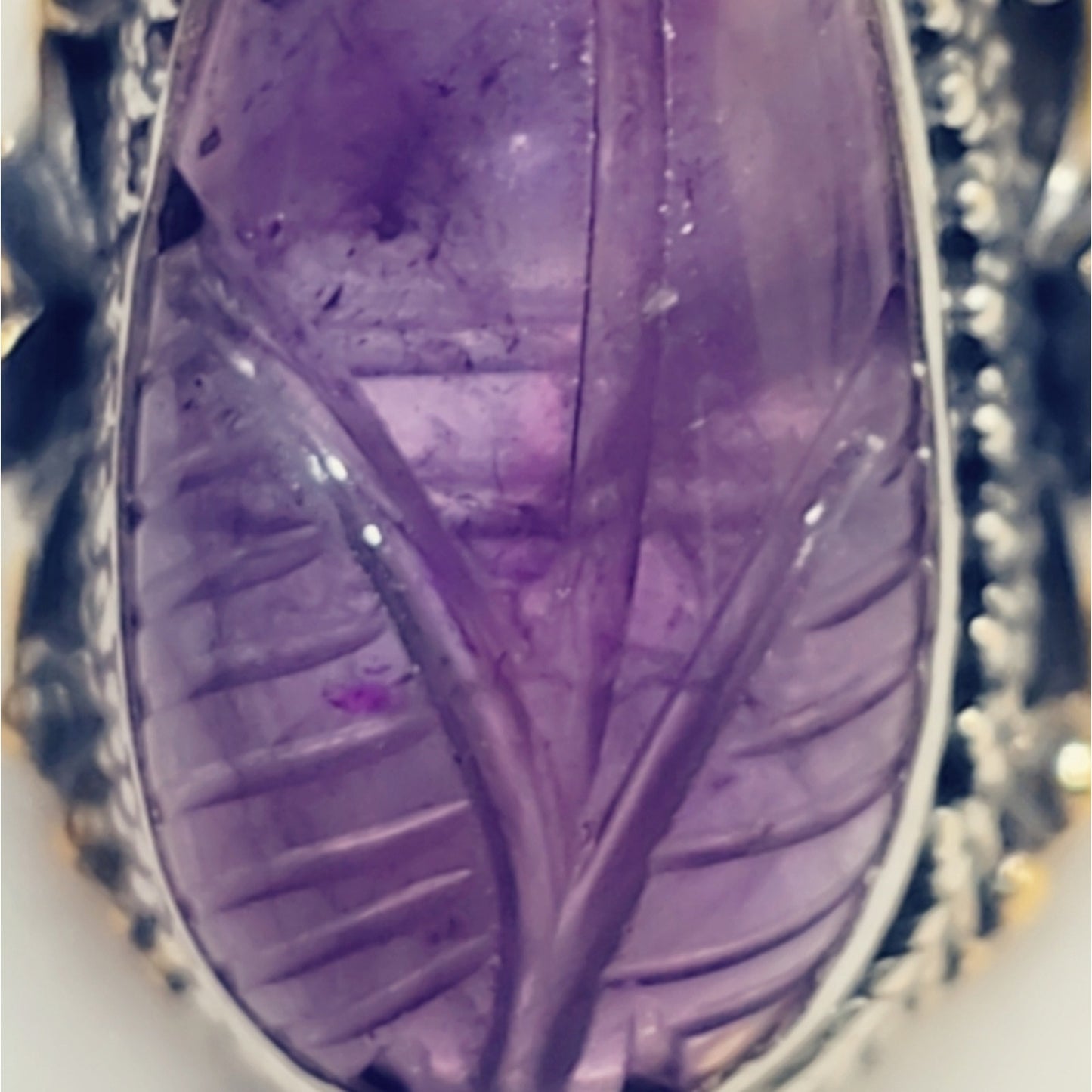 Carved Amethyst Custom Made Sterling Silver Gemstone Ring