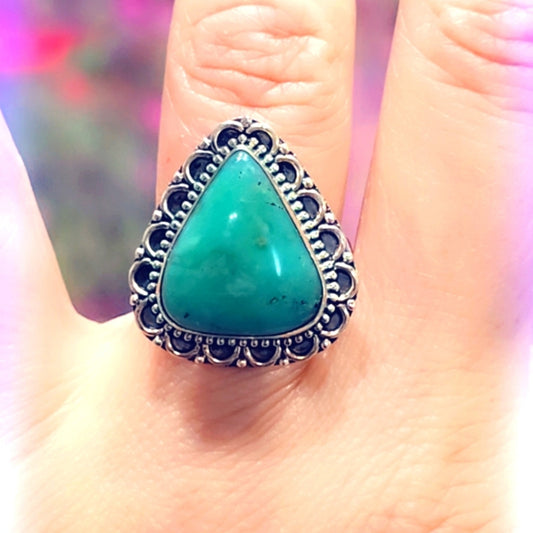 Chrysophase Solid Sterling Gemstone Ring