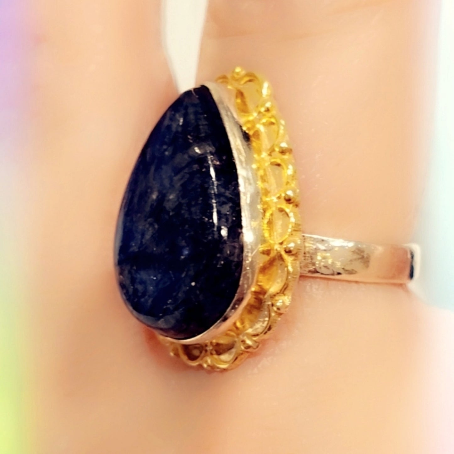 Black Moonstone Sterling Silver 925 Gemstone Ring