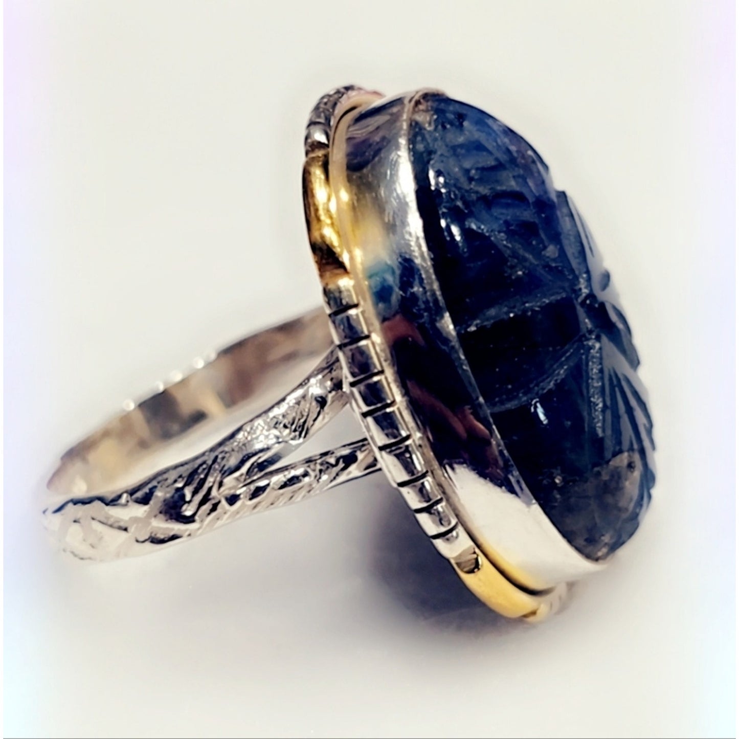 Carved Labradorite Custom Made Sterling Silver Gemstone Ring