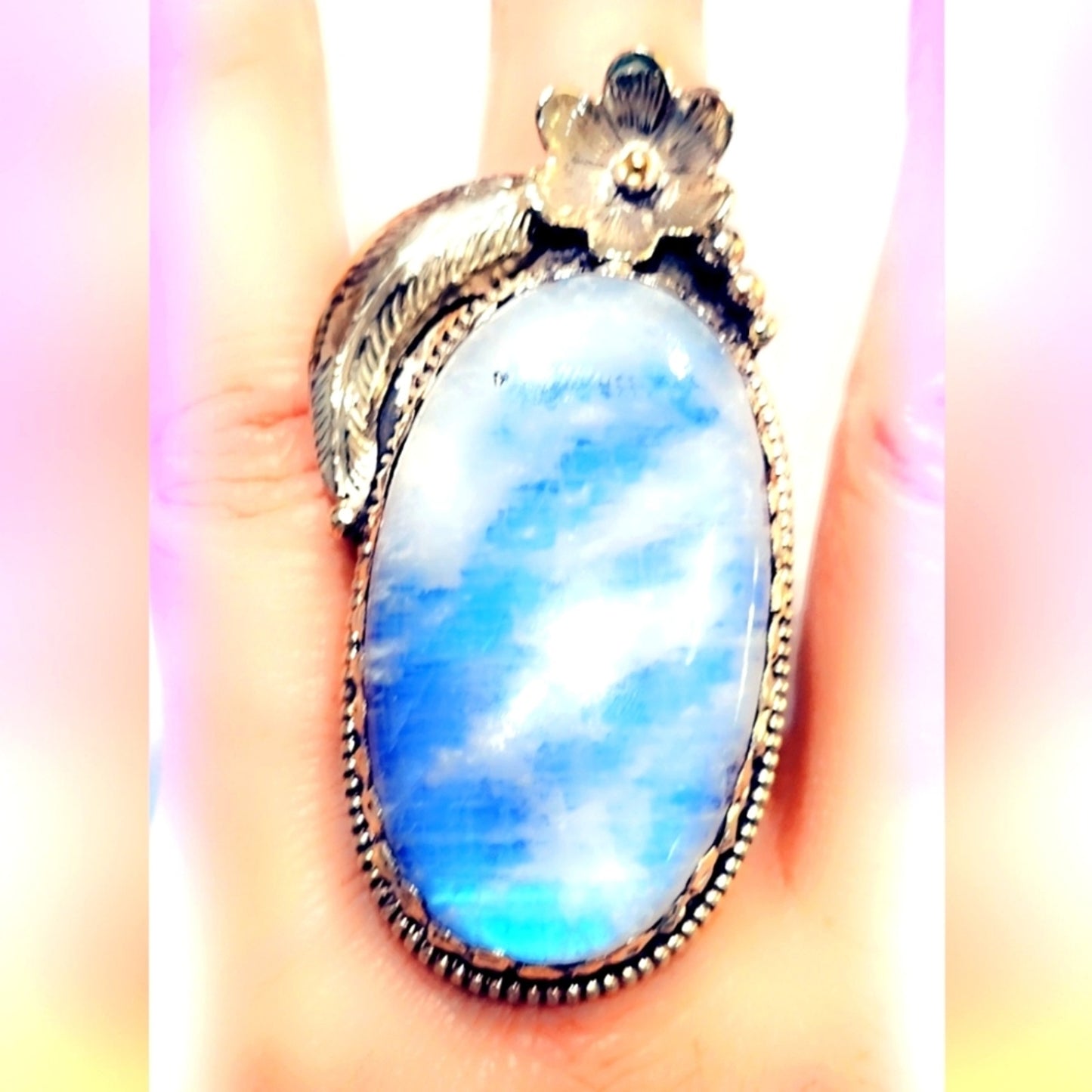 Moonstone!! Huge Gemstone Handcrafted Tibetan Ring