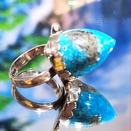 Peruvian Turquoise Solid Sterling Stone Bullet Gemstone Ring