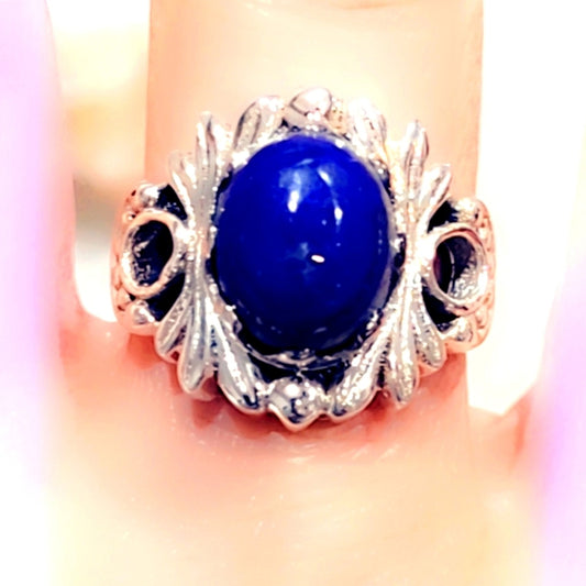 Fairy 🧚‍♂️ Band Sterling Silver Lapis Gemstone Ring