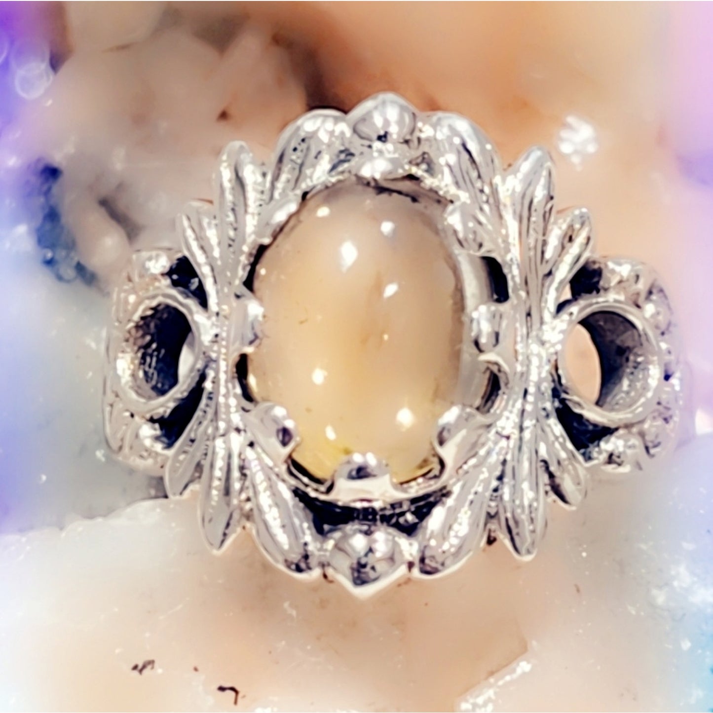 Fairy 🧚‍♂️ Band Sterling Silver Yellow Quartz Crystal Gemstone Ring