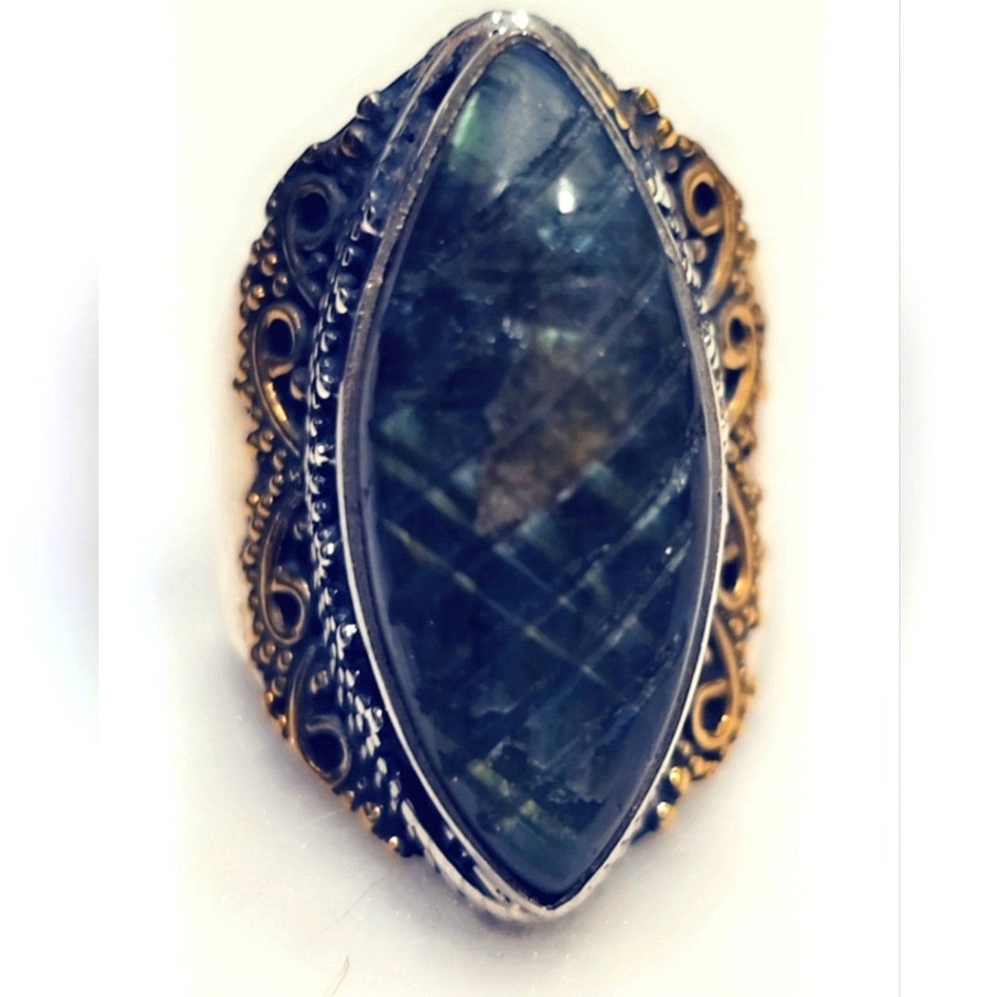 Carved Labradorite Custom Made Sterling Silver Gemstone Ring