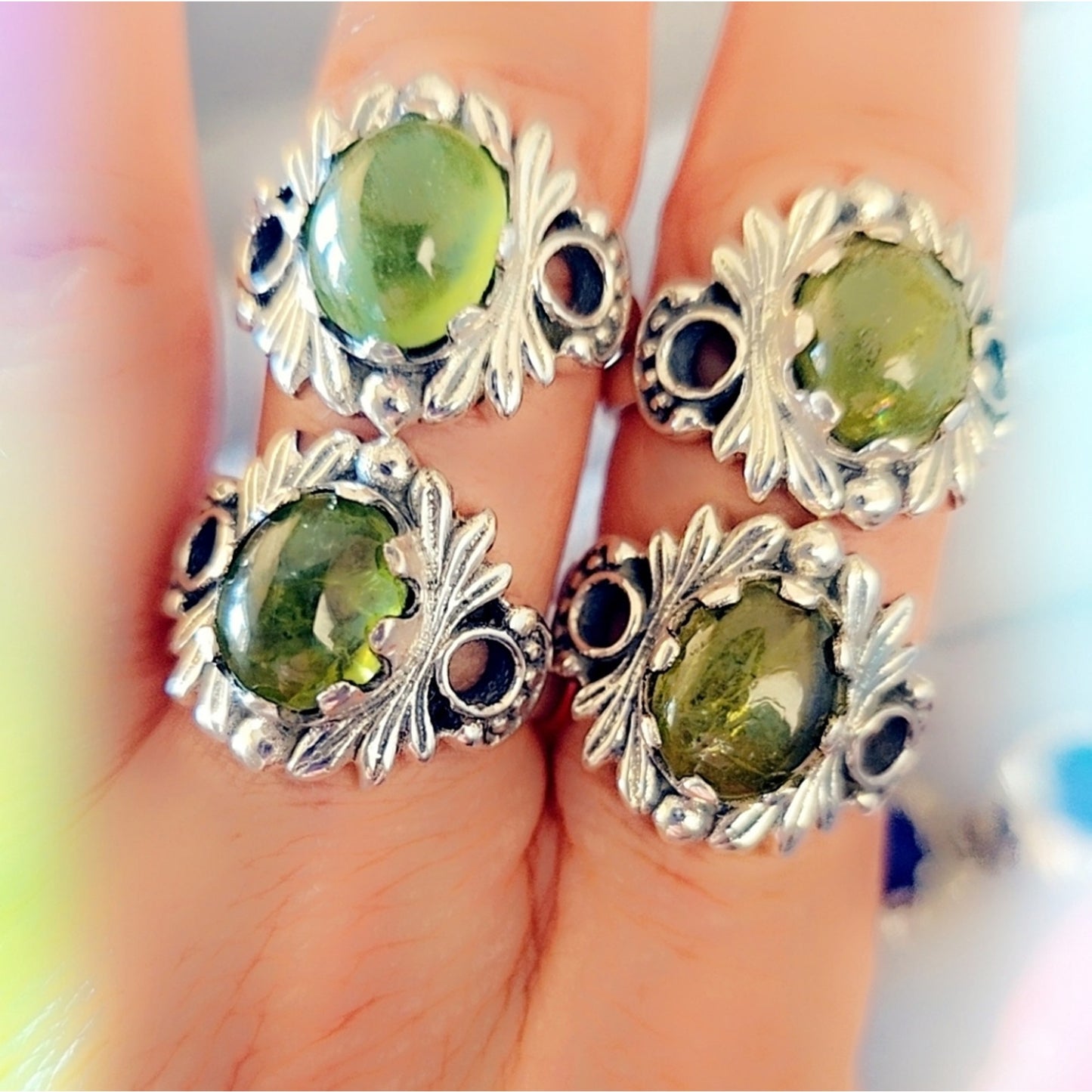 Fairy 🧚‍♂️ Band Sterling Silver Peridot Gemstone Ring