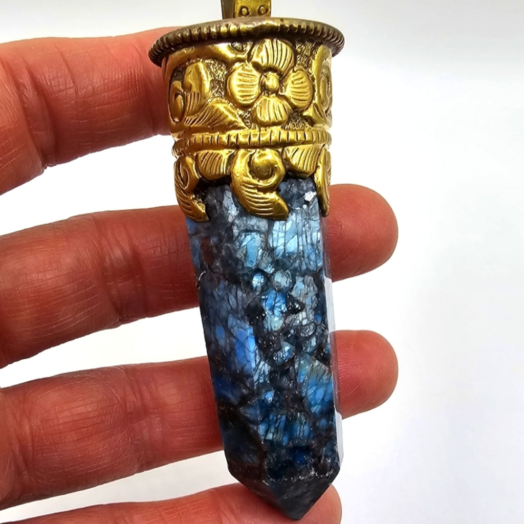 Blue Apetite Tibetan Wand Pendant