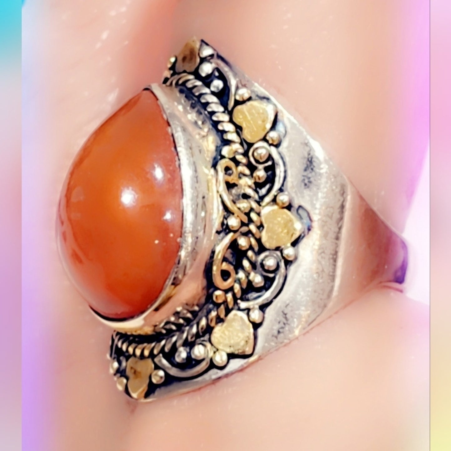 Custom Made Carnelian Solid Sterling Gemstone Ring