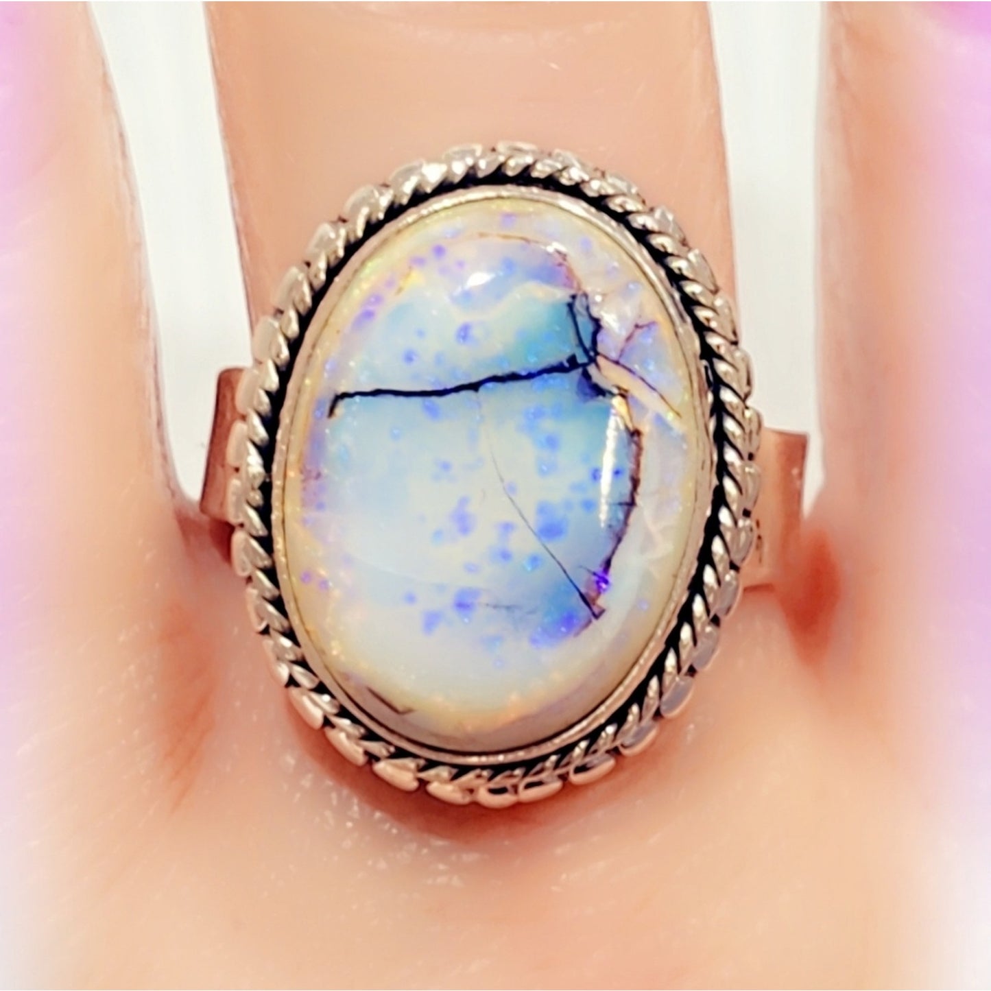 Monarch Butterly Opal Sterling Silver 925 Gemstone Ring