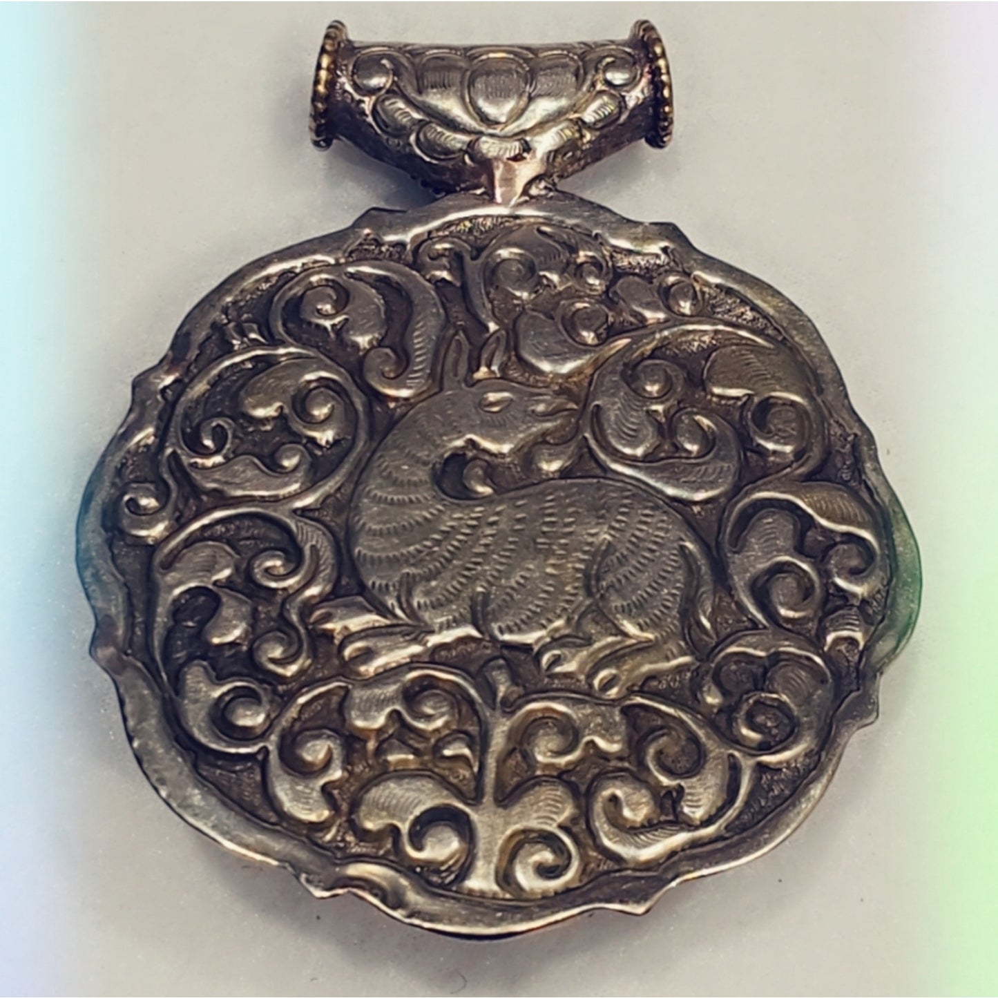 Cinnabar Carved Tibetan Pendant