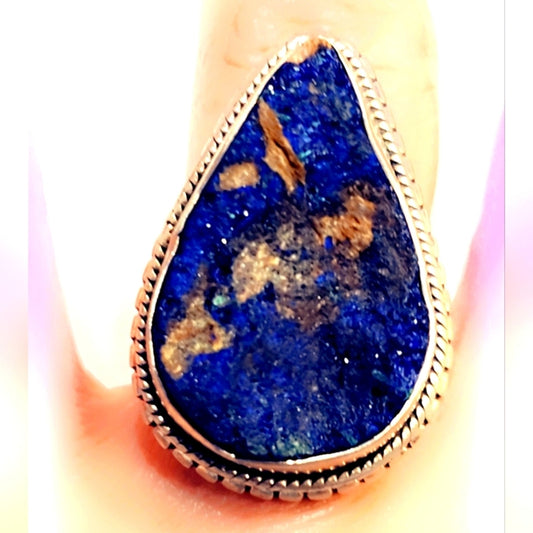 Azurite Druzy Sterling Silver Gemstone Ring