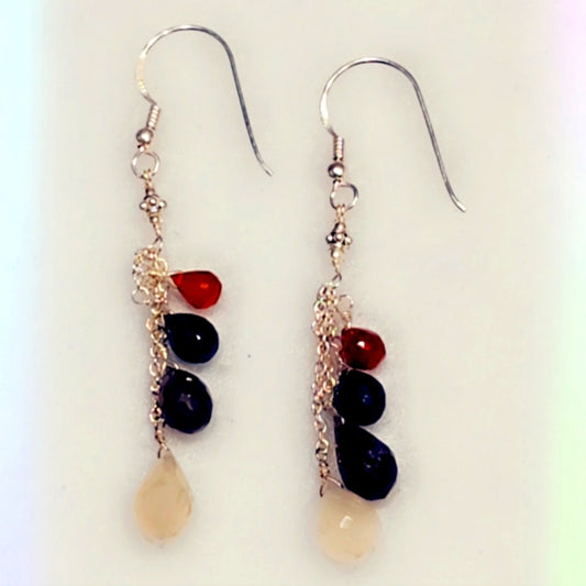 Sterling Silver Gemstone Dangle Earrings