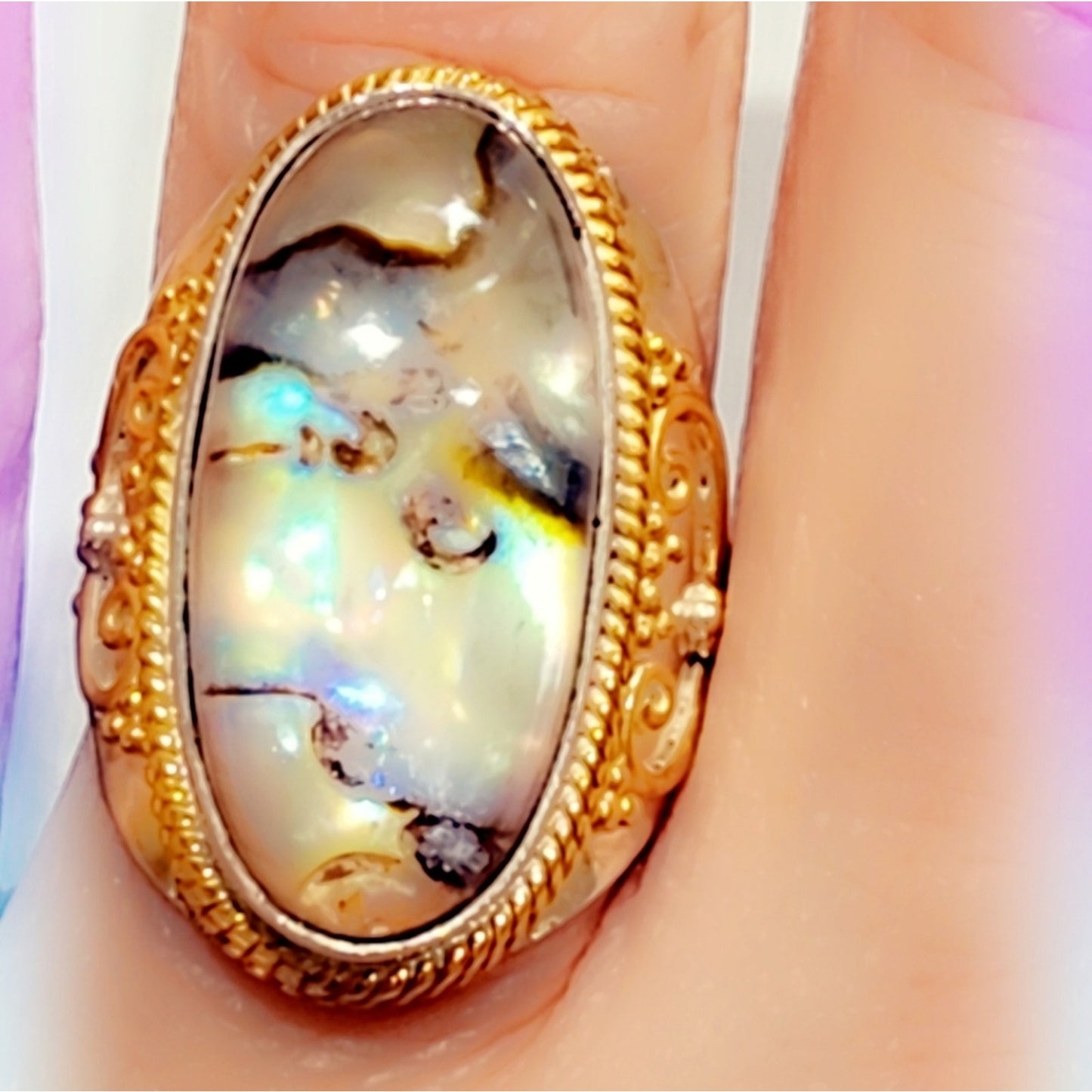 Crystal Dome Abalone Sterling Silver Gemstone Ring