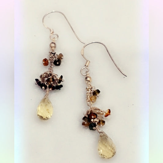 Sterling Silver Gemstone Dangle Earrings