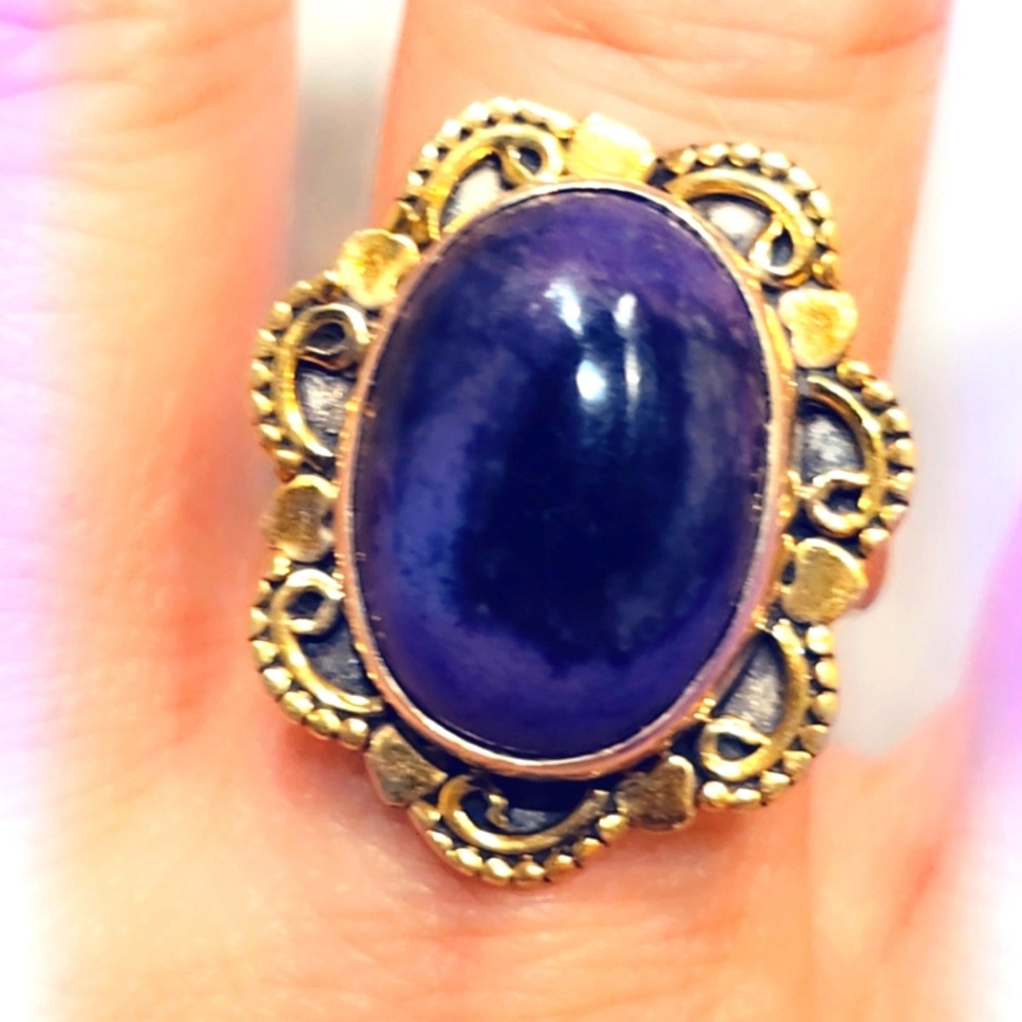 Vermeil Charoite Sterling Silver Gemstone Ring