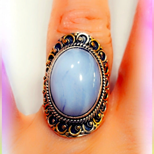 Blue Lace Solid Sterling Gemstone Ring