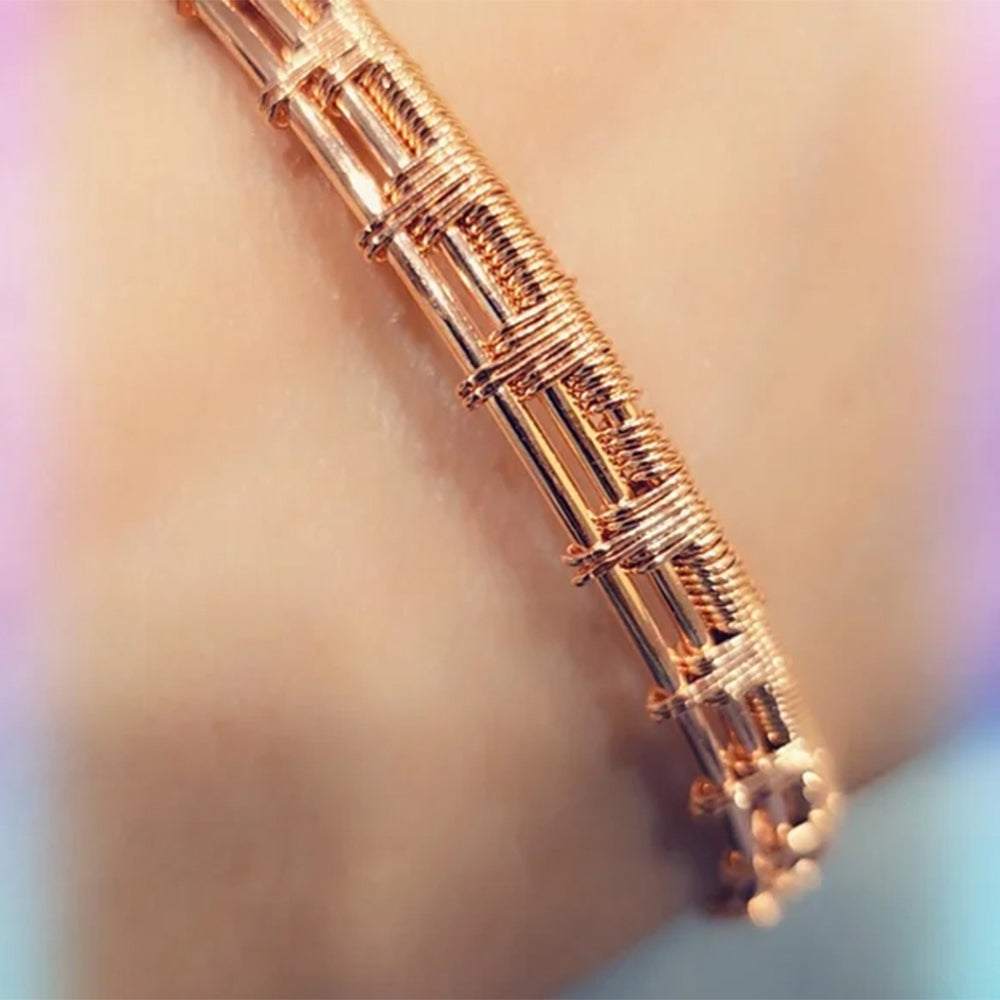 Copper Wrapped Adjustable Bangle Cuff Gemstone Bracelet