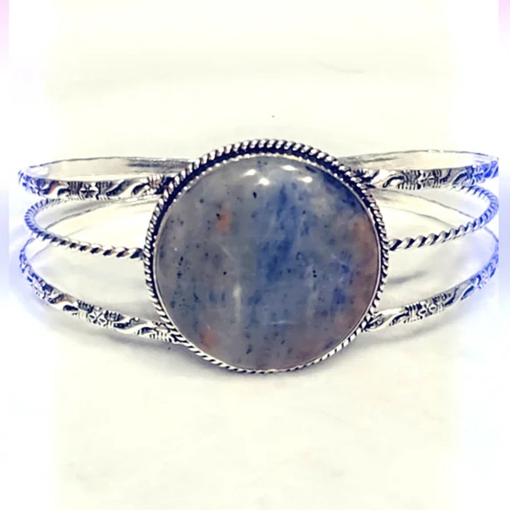 Sunset Sodalite Gemstone Bracelet, Adjustable, Bangle Gemstone Cuff Bracelet