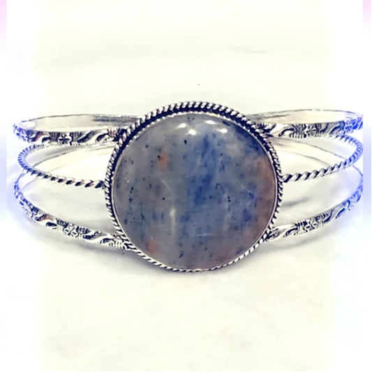 Sunset Sodalite Gemstone Bracelet, Adjustable, Bangle Gemstone Cuff Bracelet