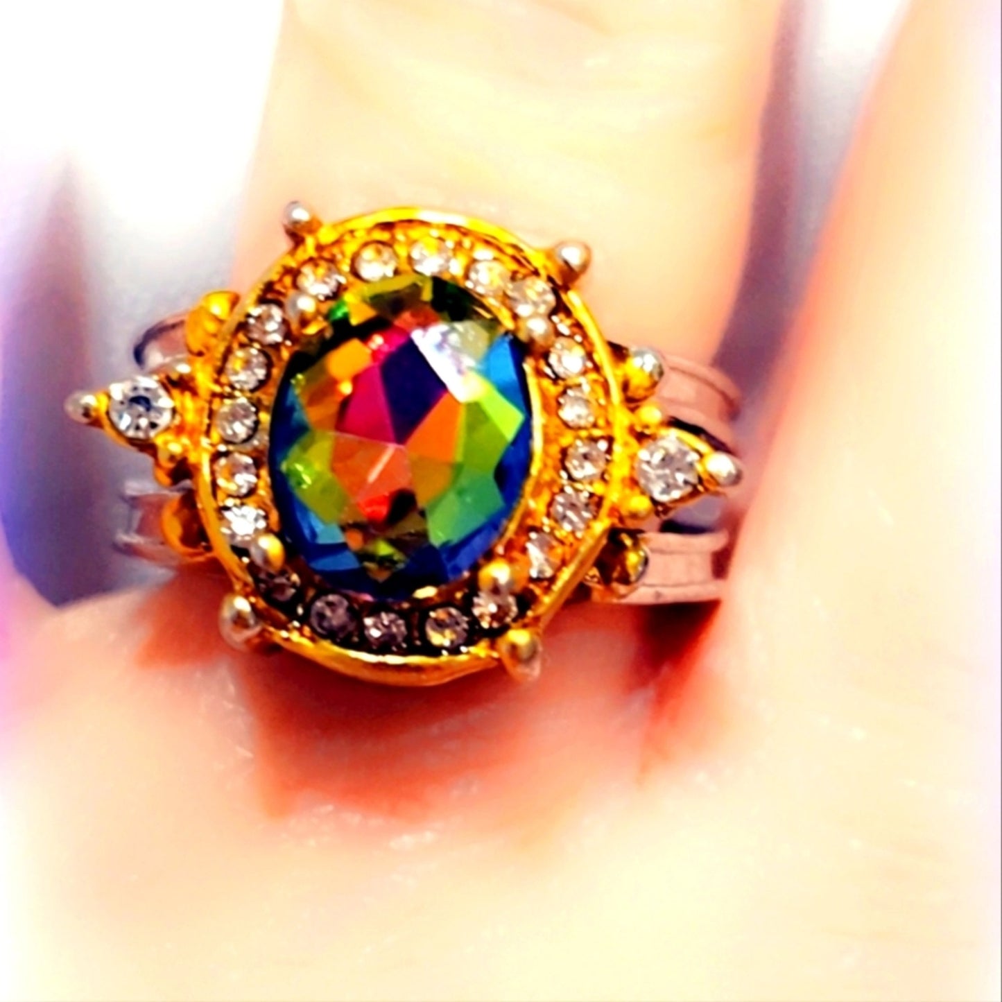 Fancy Elegant Gemstone Ring Faceted Mystic Topaz