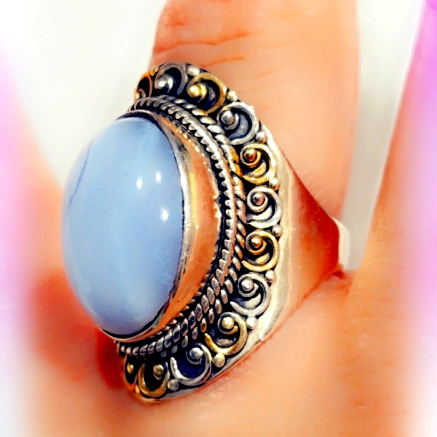 Blue Lace Solid Sterling Gemstone Ring