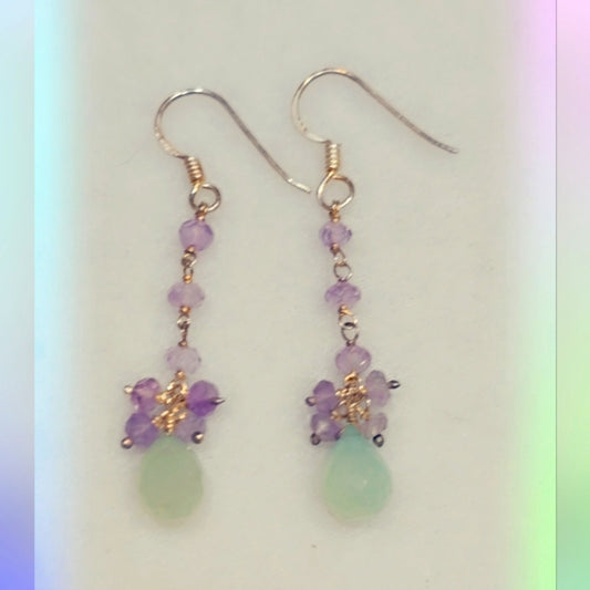 Sterling Silver Gemstone Dangle Earrings