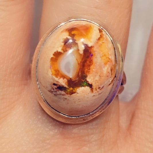Mexican Fire Opal Sterling Silver Gemstone Ring