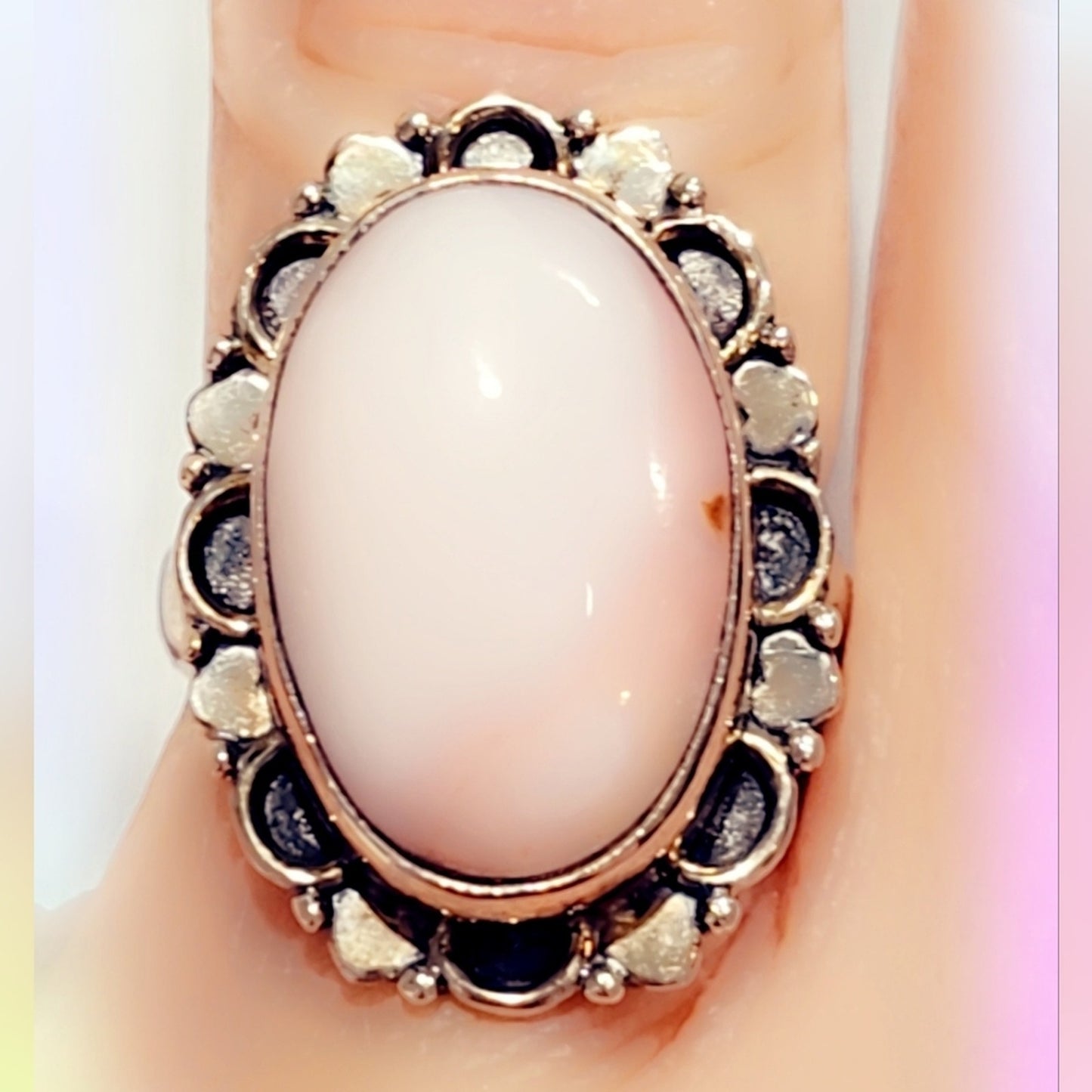 Pink Opal Sterling Silver Gemstone Ring