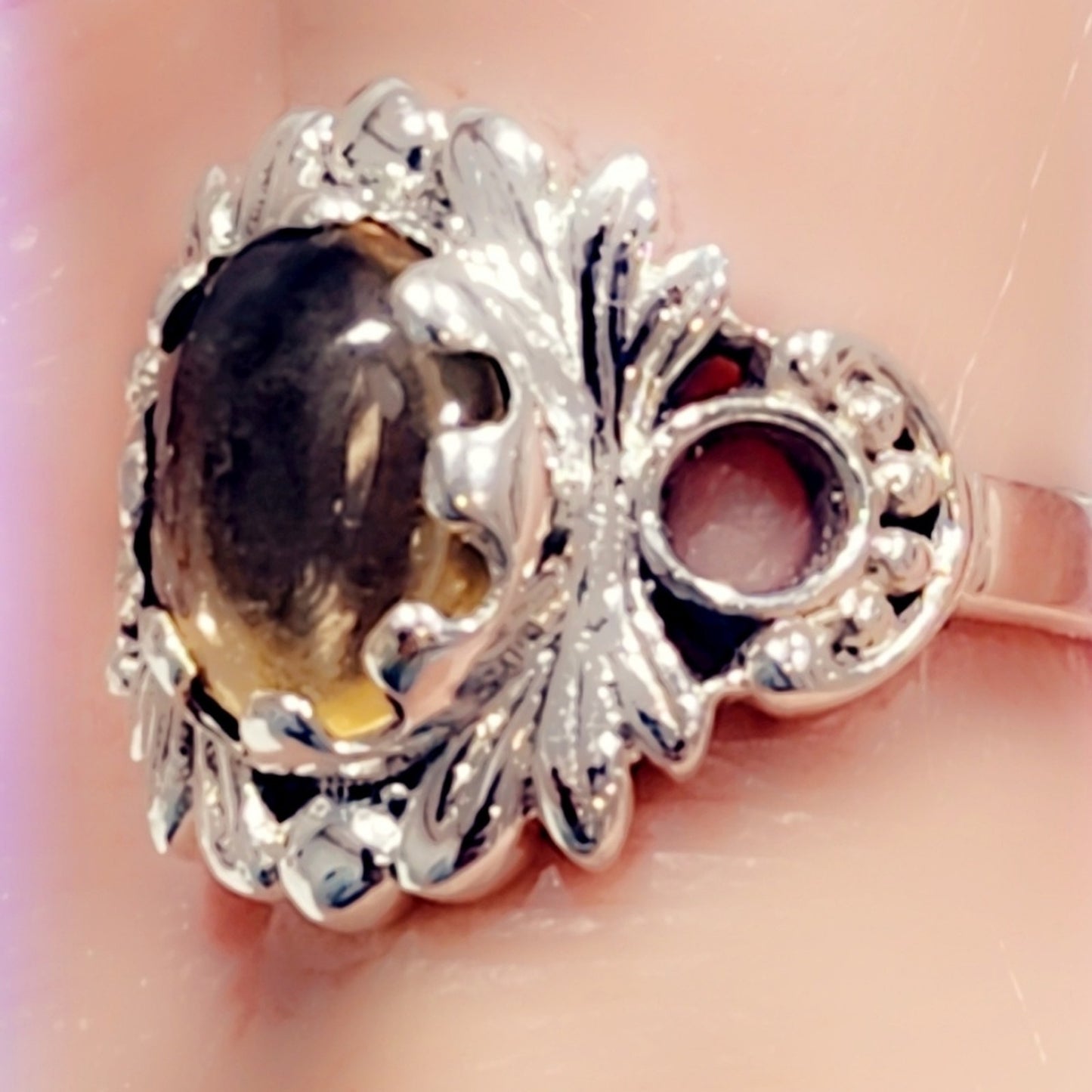 Fairy 🧚‍♂️ Band Sterling Silver Yellow Quartz Crystal Gemstone Ring