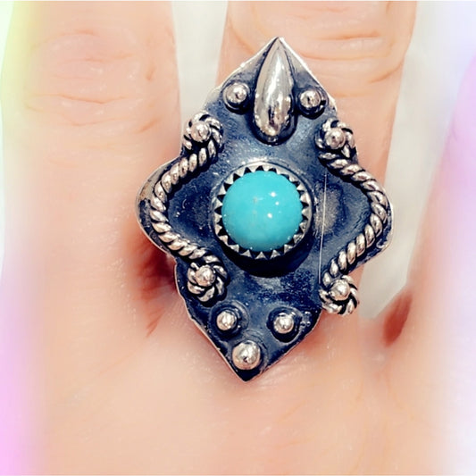 Turquoise Oxidized Sterling Silver 925 Gemstone Ring