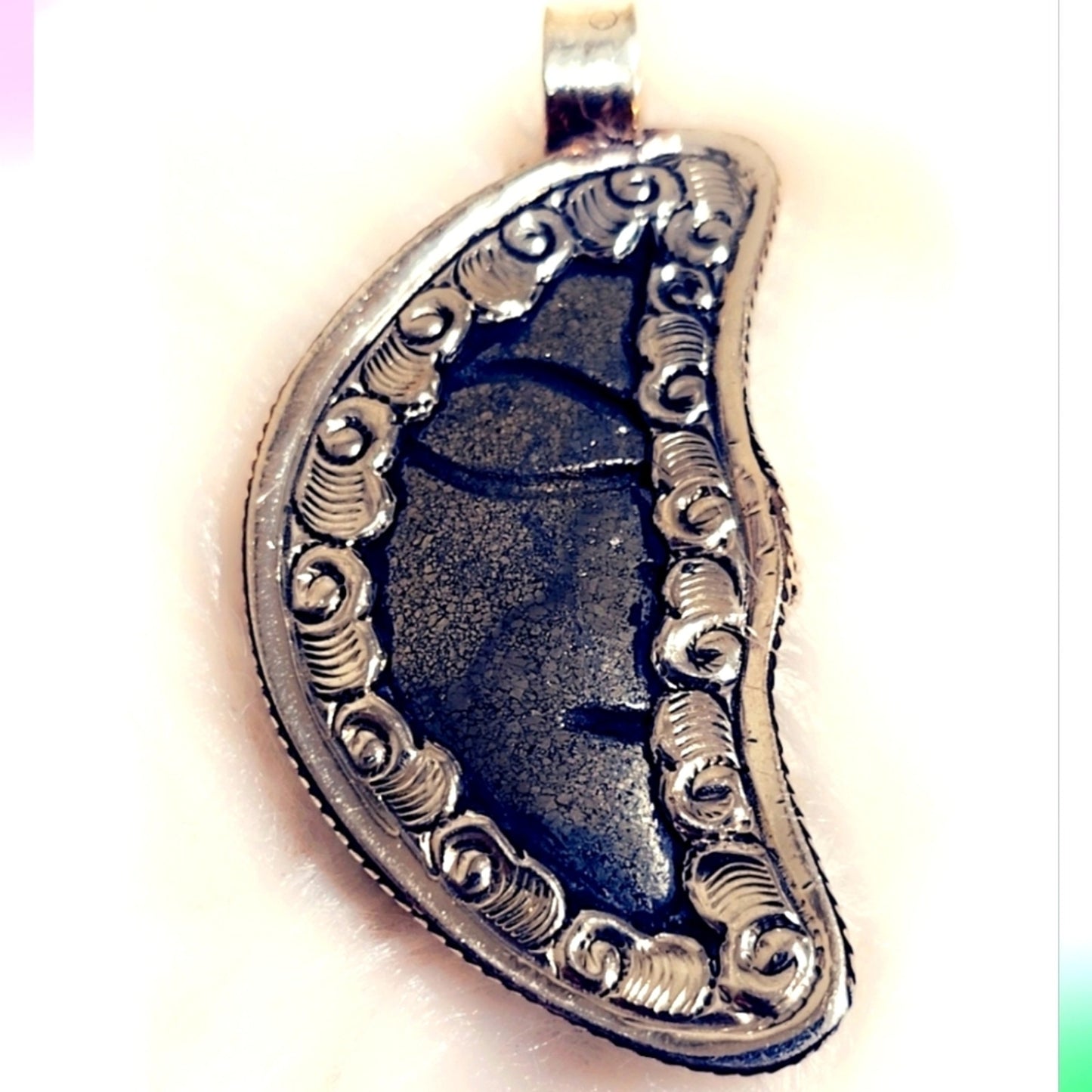 Reversible Pyrite Moon 🌙 Tibetan Pendant