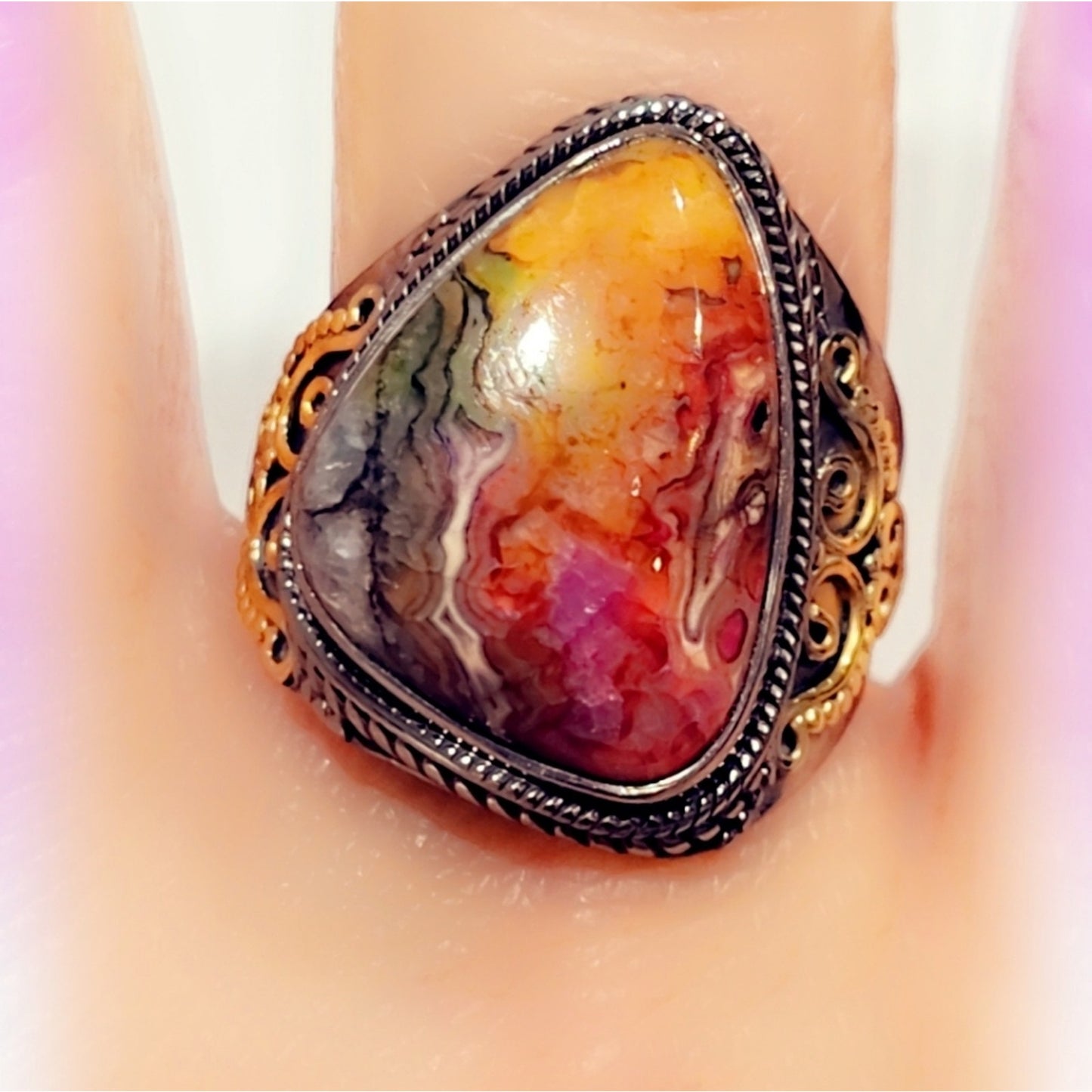 Custom Antiqued Sterling Silver 925 Gemstone Ring