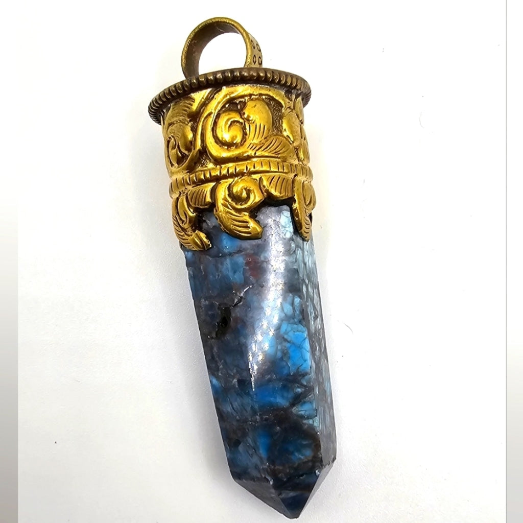 Blue Apetite Tibetan Wand Pendant