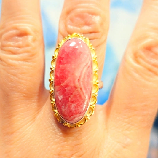 Rhodochrosite Sterling Silver Gemstone Ring