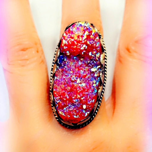 Druzy Ring Carved Handcrafted Tibetan Ring