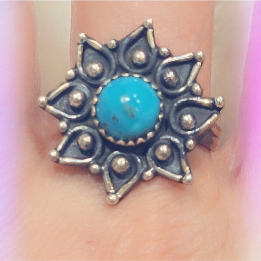 Turquoise Oxidized Sterling Silver 925 Gemstone Ring